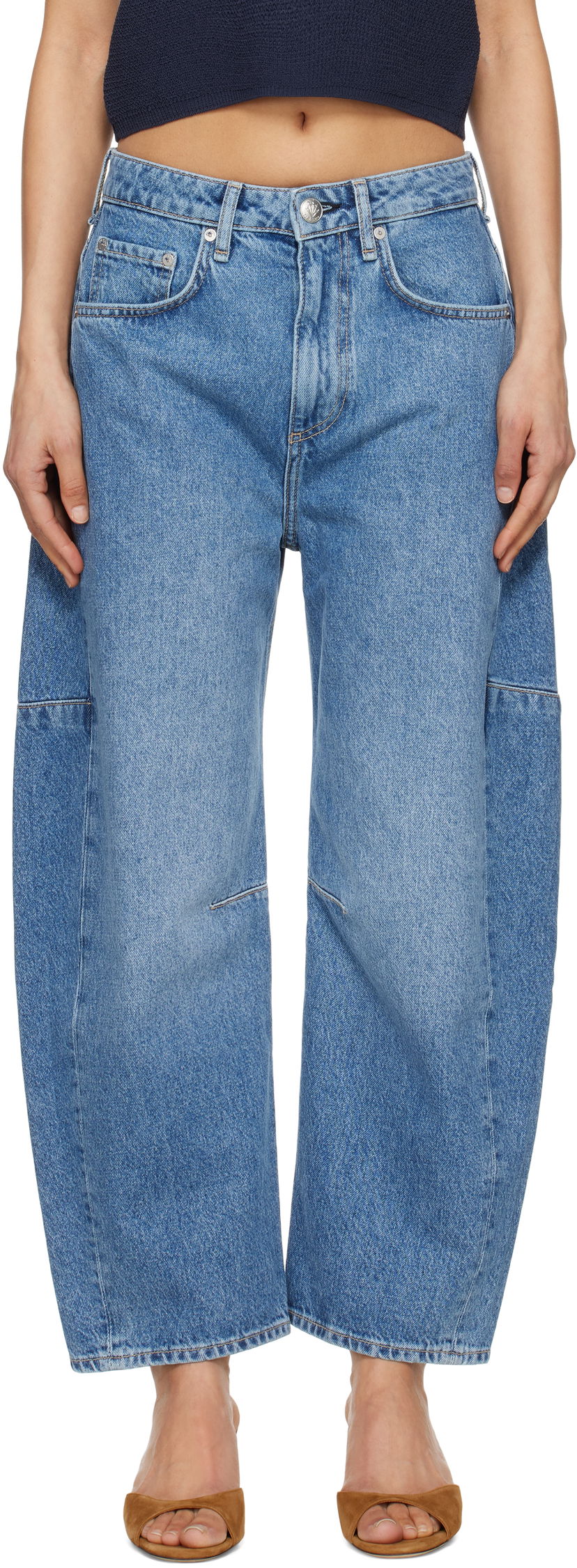 Джинси rag & bone rag & bone Charlie Ankle-Length Barrel Jeans Синій | WDD25S2994RGAC