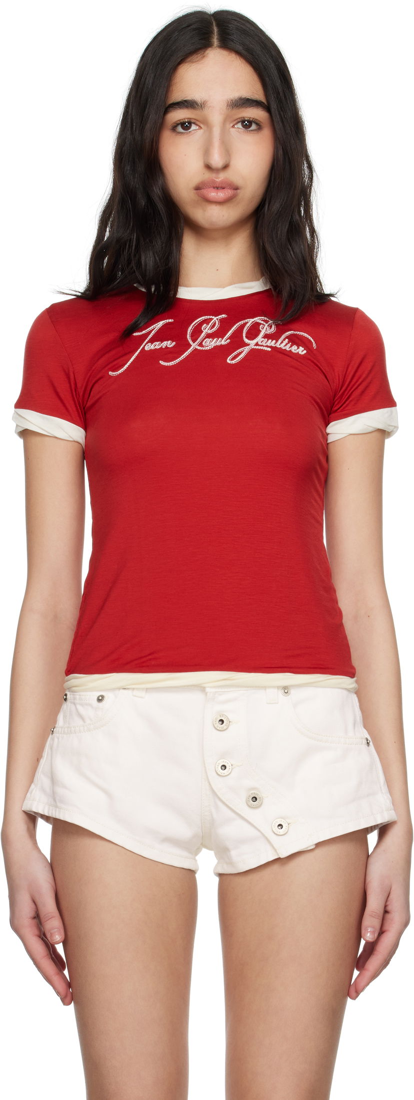 Футболка Jean Paul Gaultier Jean Paul Gaultier 'The Tattoo' T-Shirt Червоний | 25/34-F-TS111I-J089-3003