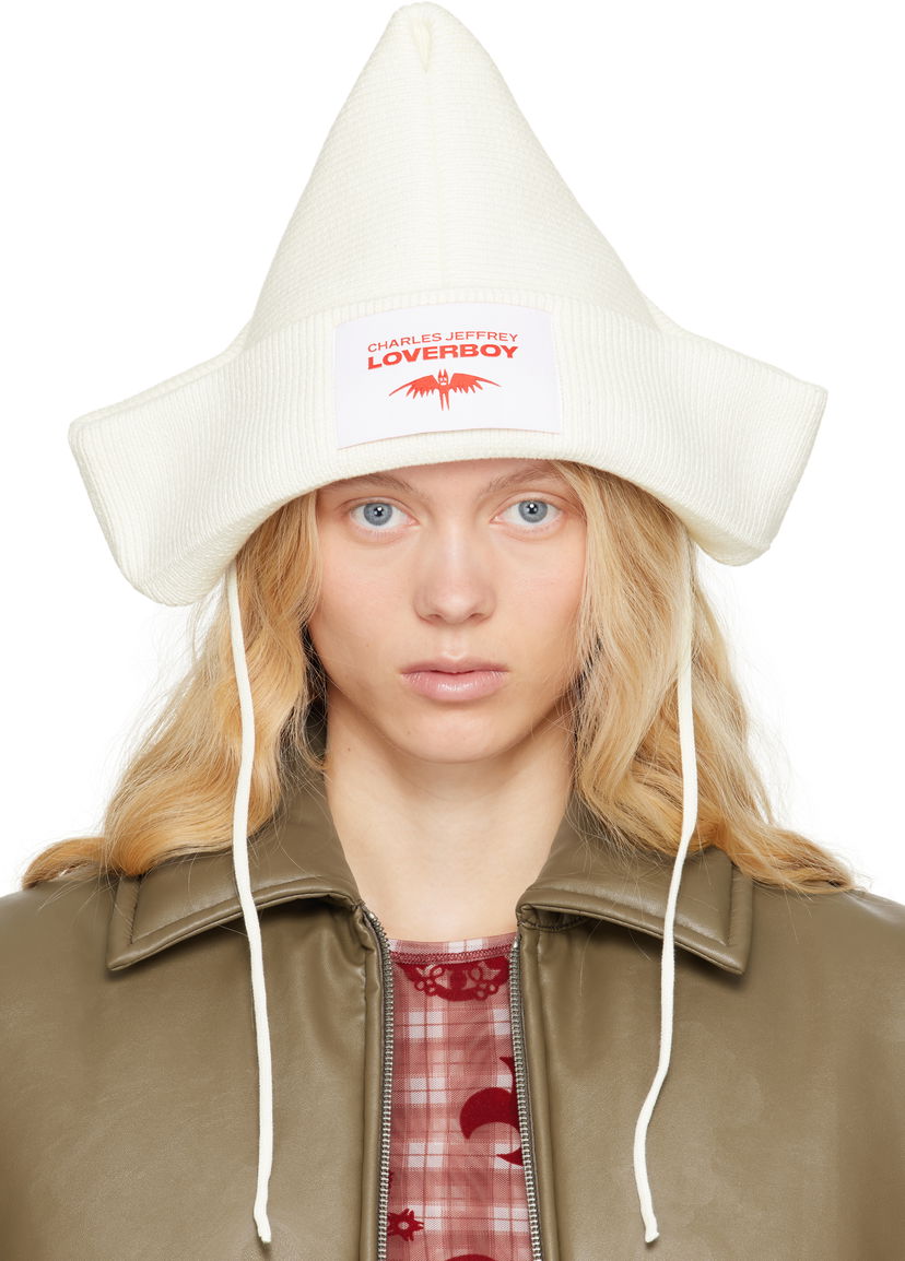 Капелюх Charles Jeffrey Loverboy Charles Jeffrey LOVERBOY Paper Boat Knit Beanie білий | 54130702