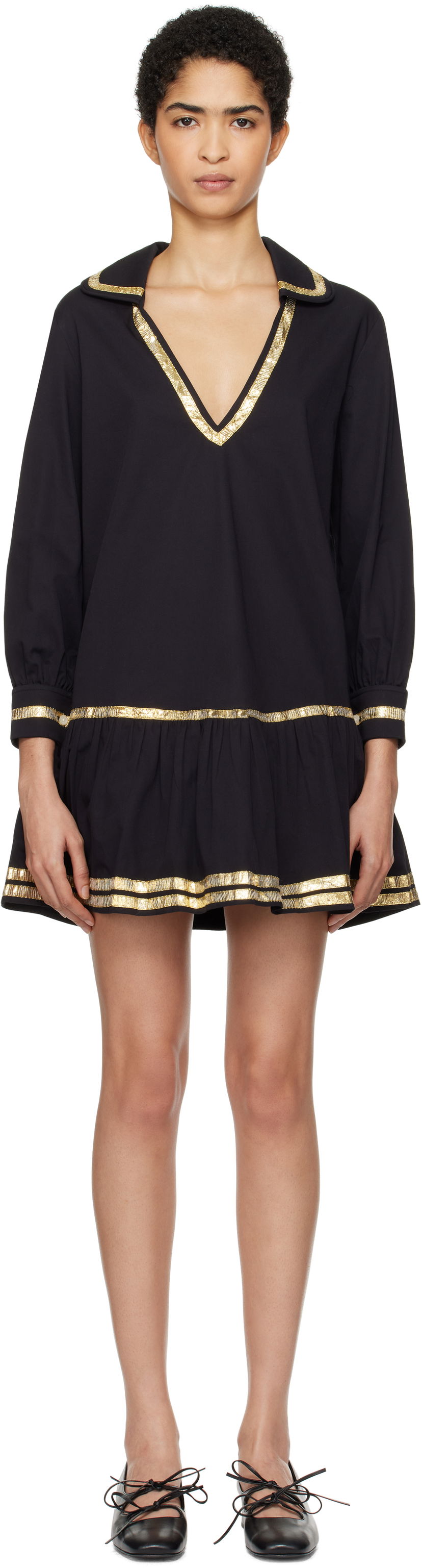 плаття Bode Bode Tinsel Tape Minidress чорний | WRF24DR015
