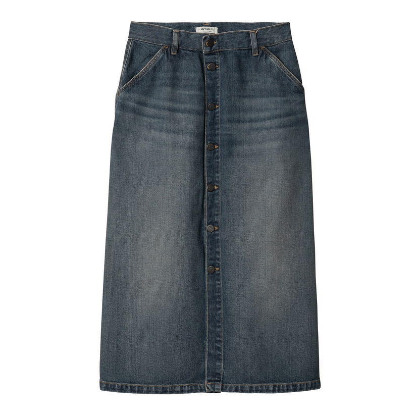 Спідниця Carhartt WIP Worn Wash Button-Front Denim Midi Skirt Синій | I034647_8