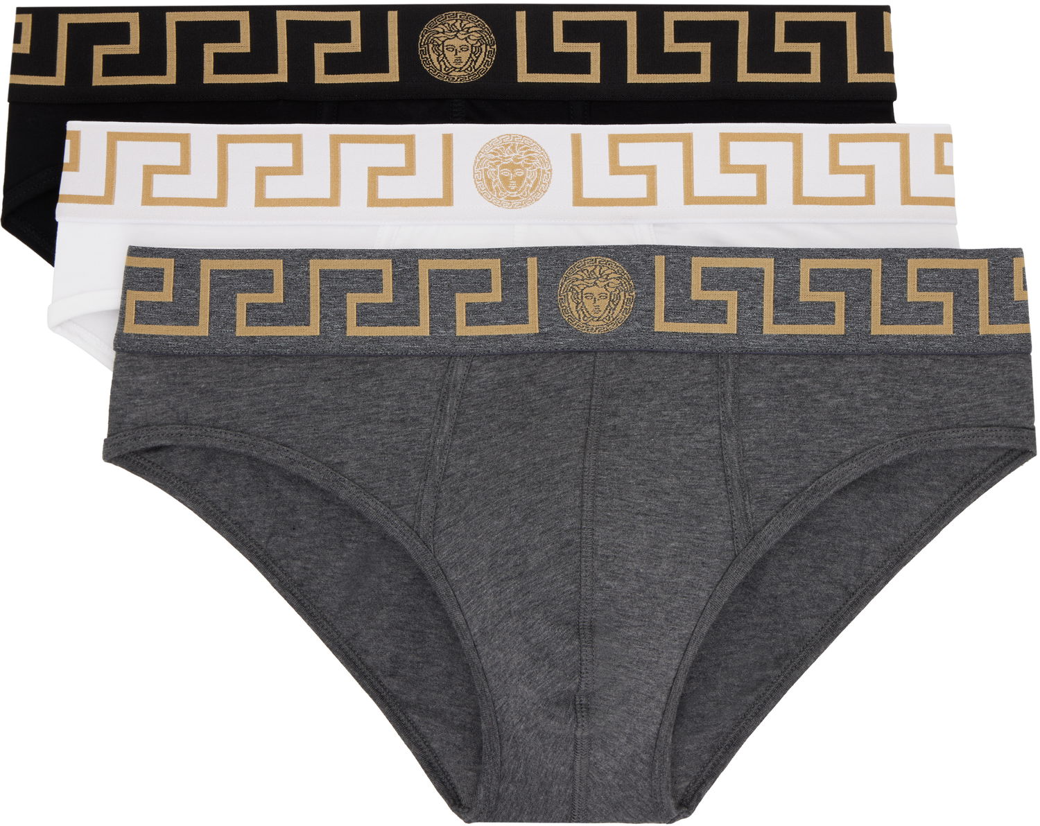 Боксери Versace Three-Pack Briefs With Greca Border Сірий | AU10327_1A10011, 0