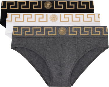Боксери Versace Three-Pack Briefs With Greca Border Сірий | AU10327_1A10011, 0