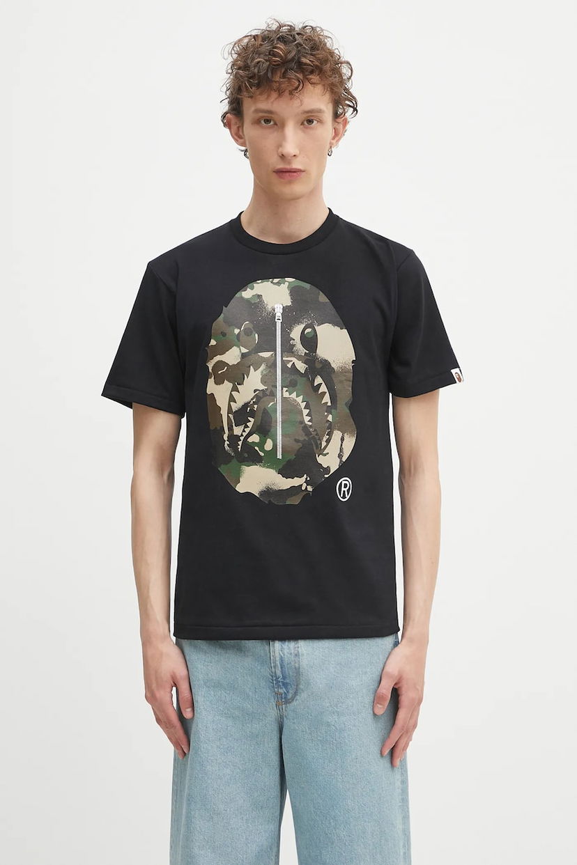 Футболка BAPE A Bathing Ape Map Camo APE Head Shark T-Shirt чорний | 1L30110023