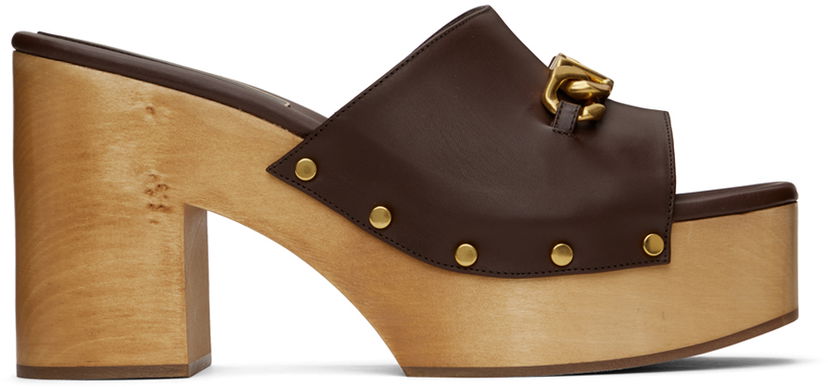Кросівки та взуття Valentino Valentino Garavani VLogo Chain Platform Mules Коричневий | 2W2S0GC1YZX