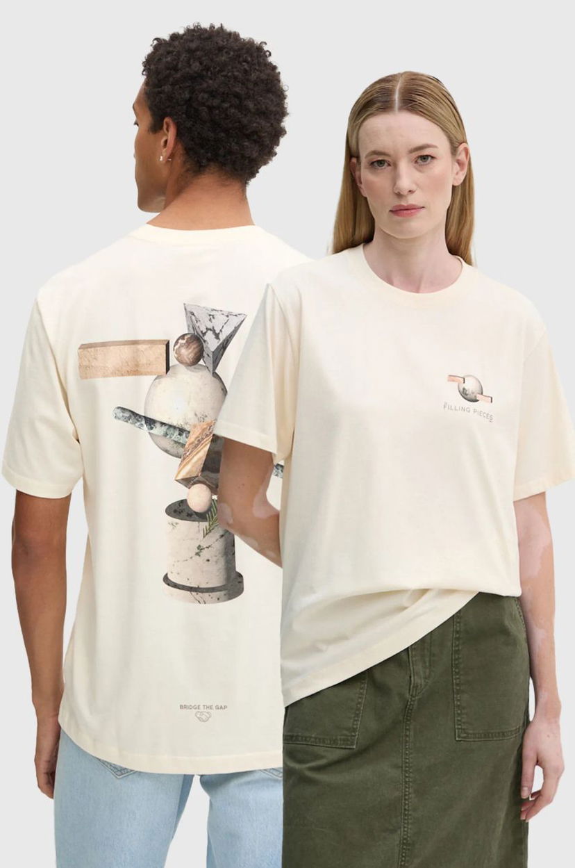 Футболка Filling Pieces Beige Graphic T-Shirt білий | 74414089936