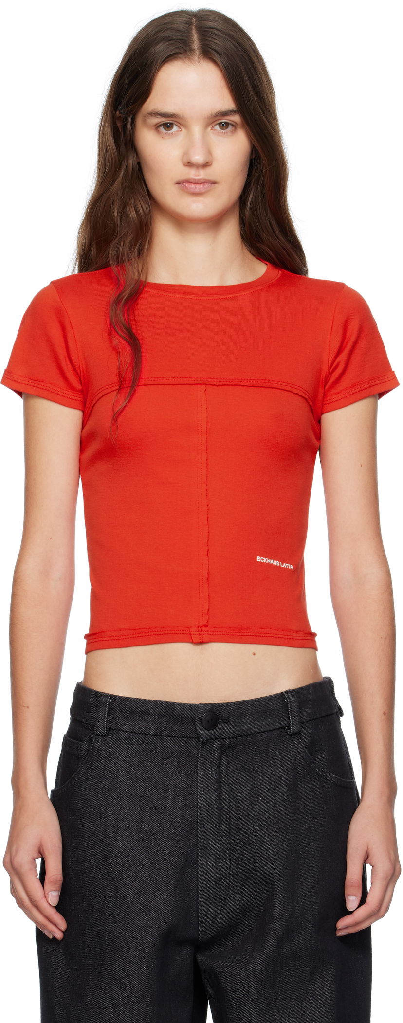 Футболка Eckhaus Latta Eckhaus Latta Lapped Baby T-Shirt Червоний | 303-EL-PF25-R -