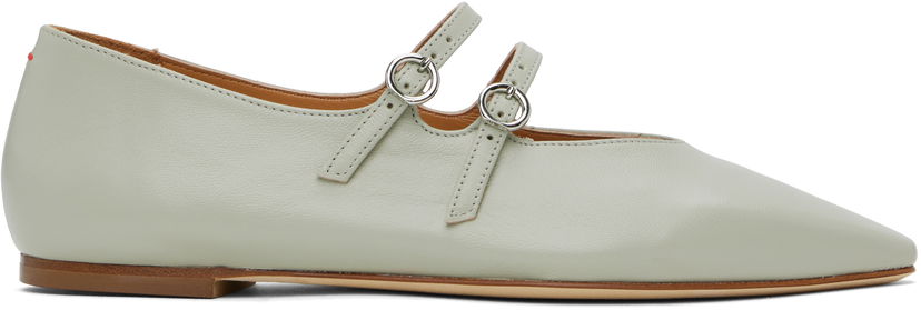 Догляд за взуттям Aeyde Aeyde Franny Double Buckle Ballerina Flats Зелений | A11-FL-VALS08FL148-SS25-1017-007