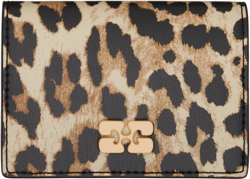 Гаманець GANNI GANNI Leopard Bou Flap Card Holder бежевий | A6545