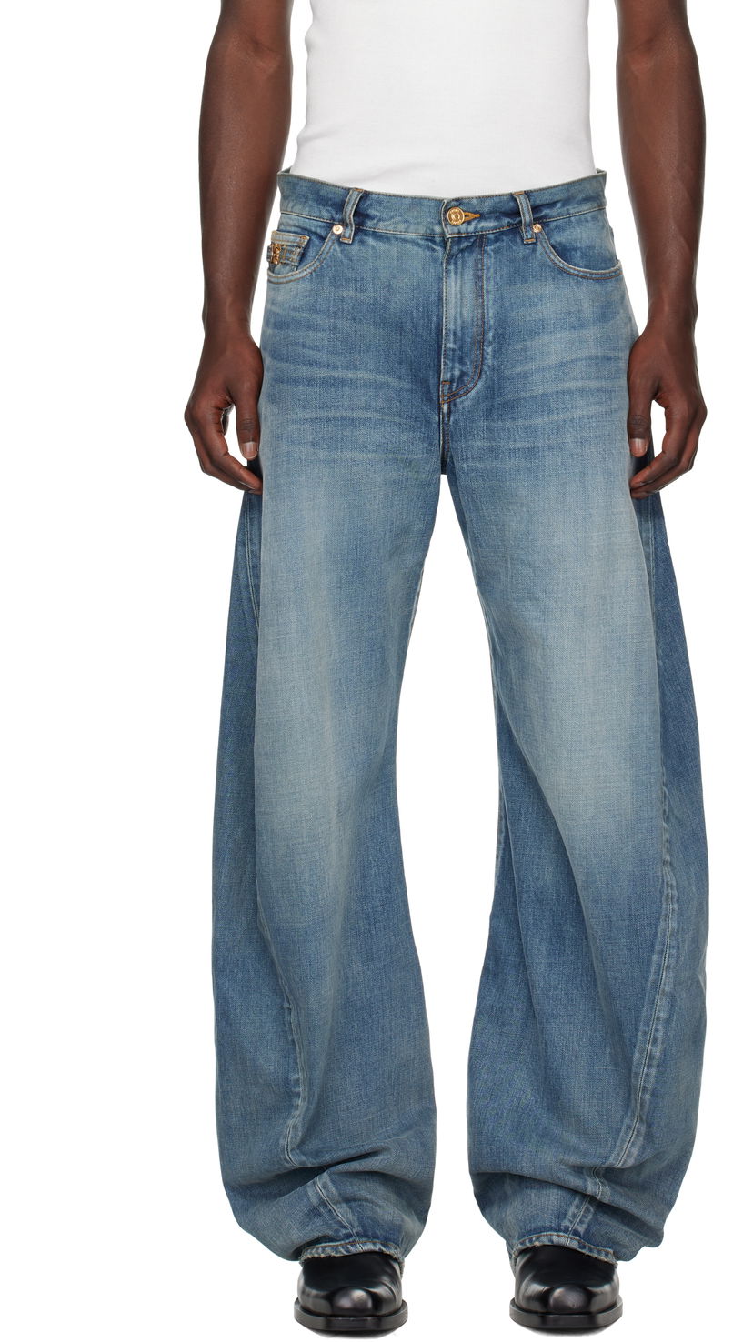 Джинси Versace Versace Baggy Twisted Jeans Синій | 1019900_1A14295
