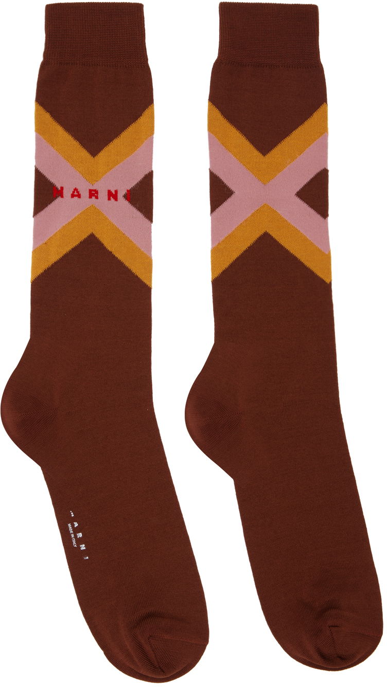 Шкарпетки Marni Brown Micro Argyle Socks Коричневий | SKZC0140Q0 UFC172