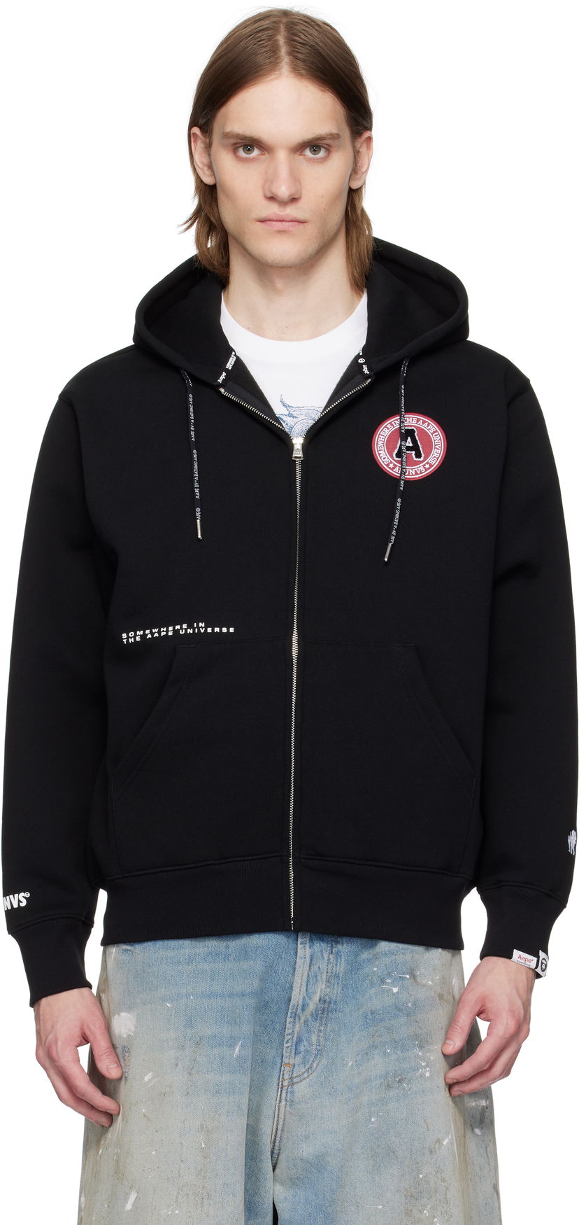 Світшоти AAPE by A Bathing Ape AAPE by A Bathing Ape Injection Zip-Up Hoodie чорний | AAPSWMC338XXNBKX