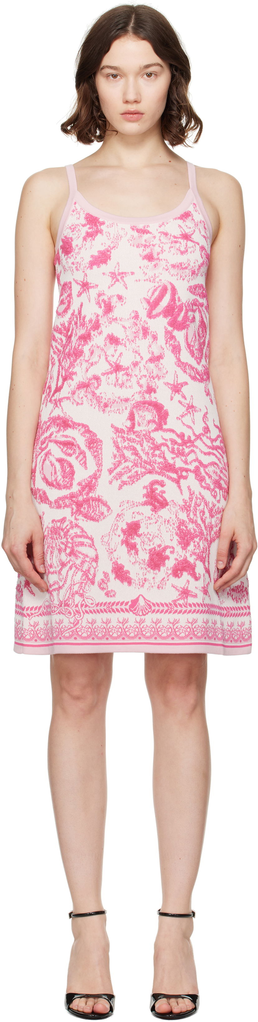 плаття Versace Versace Underwater Barocco A-Line Knit Minidress Рожевий | 1020361_1A14732