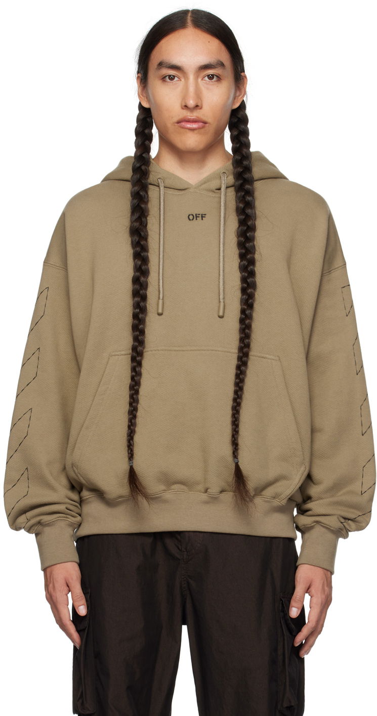 Світшоти Off-White Stitch Hoodie бежевий | OMBB085F23FLE0196110