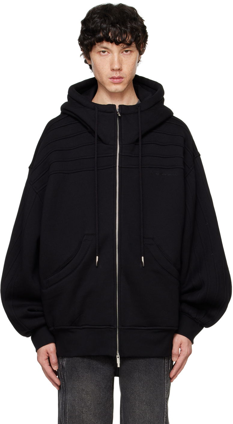 Світшоти Feng Chen Wang Feng Chen Wang Pleated Zip-Up Hoodie чорний | FUF18HD03B