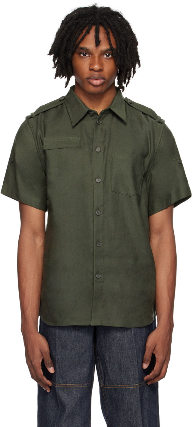 Сорочка Helmut Lang Helmut Lang Epaulet Shirt Зелений | O04HM505