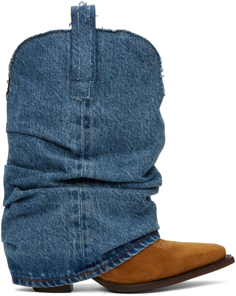 Одяг R13 R13 Low Rider Cowboy Denim Boots Синій | R13S0109-DEN
