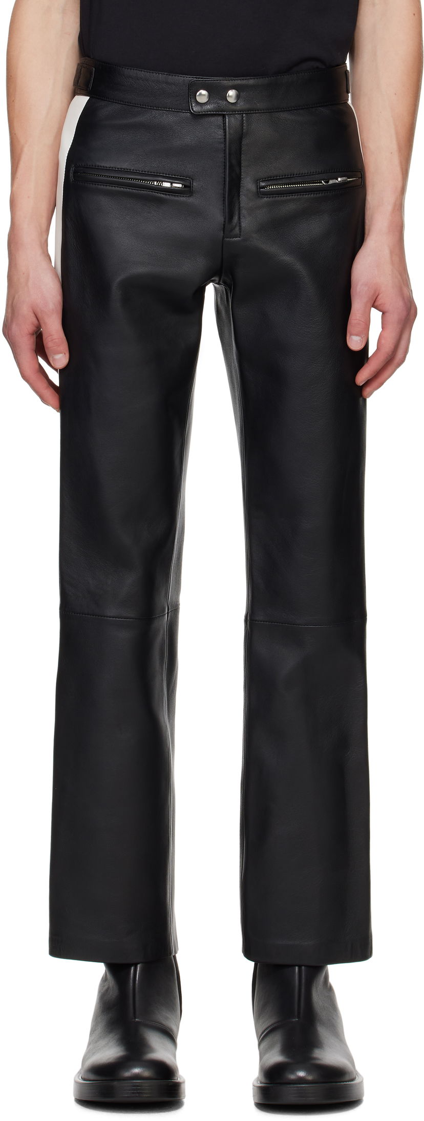 Штани Courrèges Courrèges Contrast Band Biker Leather Pants чорний | 324LPA245CV0005