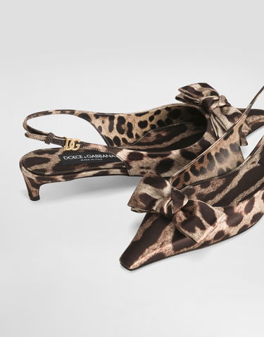 Кросівки та взуття Dolce & Gabbana Leopard-Print Satin Slingbacks With Bow Коричневий | CG0843A6Q83HY13M, 3