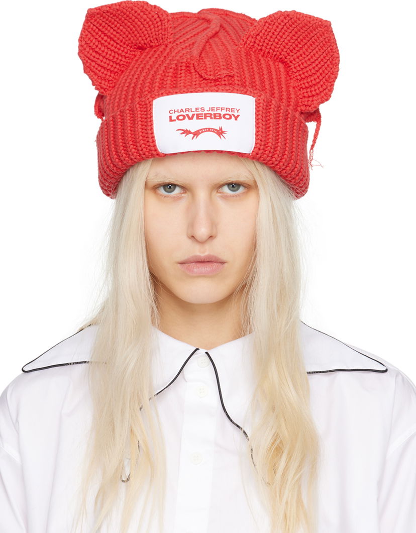 Шапка Charles Jeffrey Loverboy Chunky Ears Beanie Червоний | 43130402
