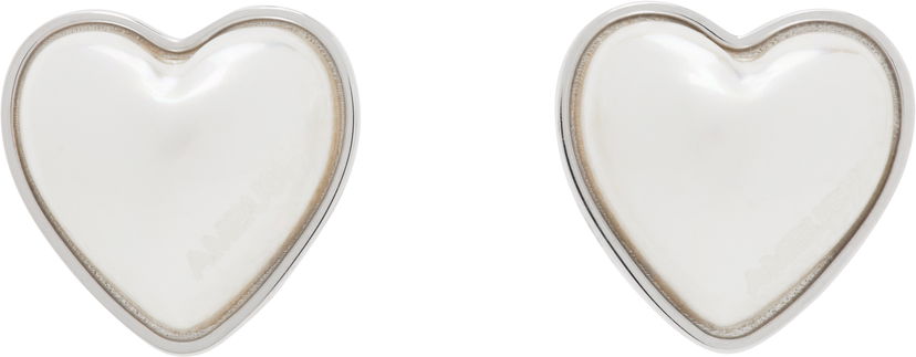 Сережки Ambush AMBUSH Faux Pearl Heart Stud Earrings білий | 12115240