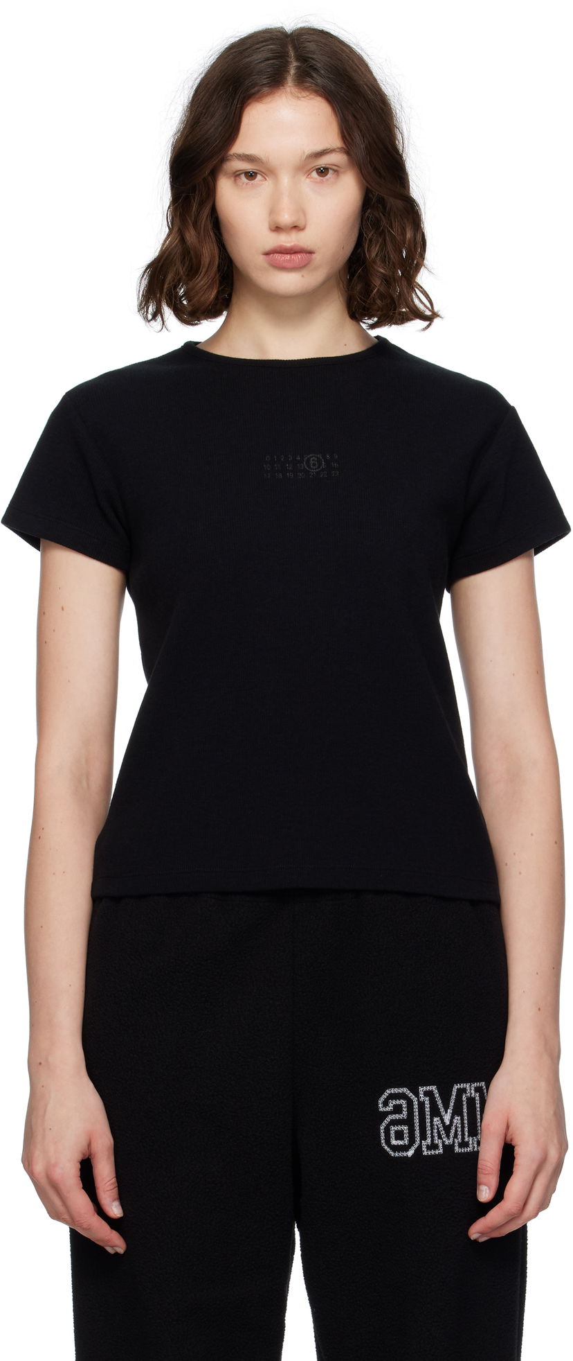 Футболка Maison Margiela MM6 Maison Margiela Ribbed T-Shirt чорний | S52GC0357 M20122