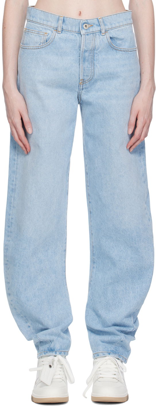 Джинси Off-White Off-White Twist Banana Jeans Синій | OWYA052S23DEN0014000