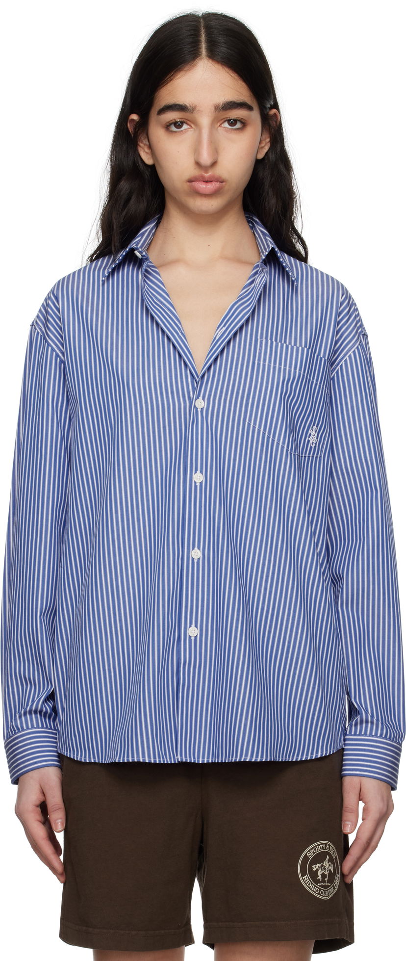 Сорочка Sporty & Rich Sporty & Rich Oversized 'SRC' Shirt Синій | SI006612302ST02