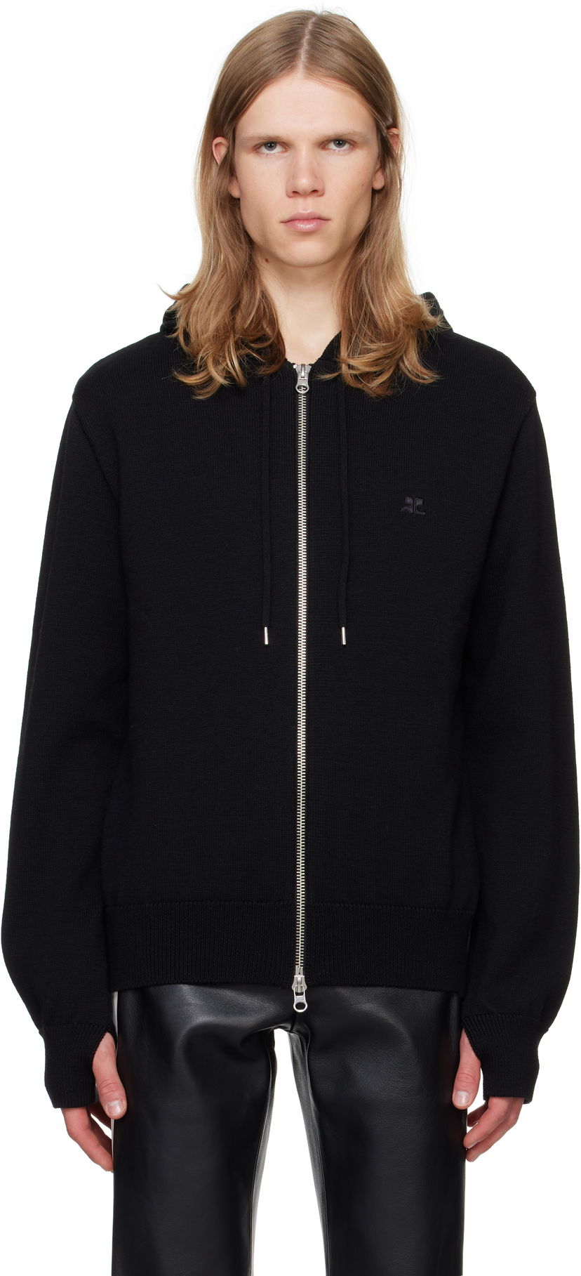 Світшоти Courrèges Zipped Wool Hoodie чорний | 324MHO034FI0036