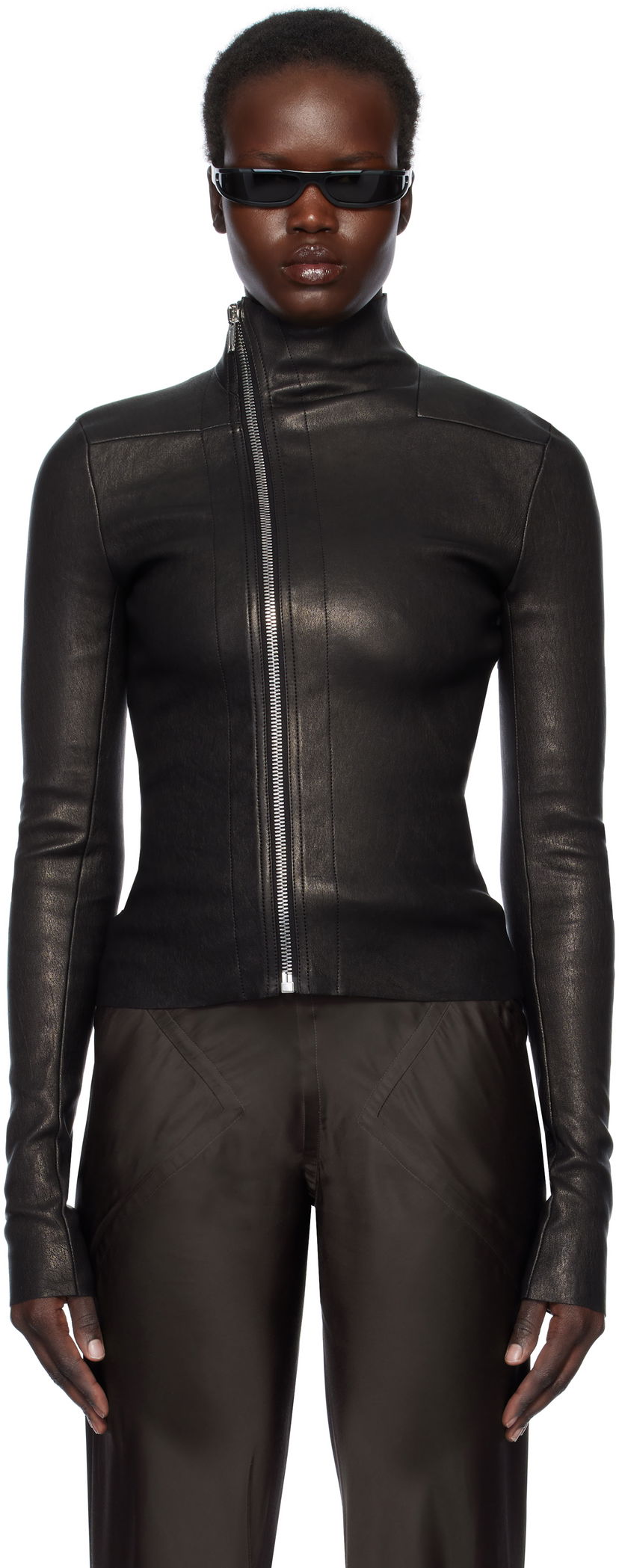 Cветр Rick Owens Rick Owens Hollywood Gary Leather Jacket чорний | RP01E7701 LSV