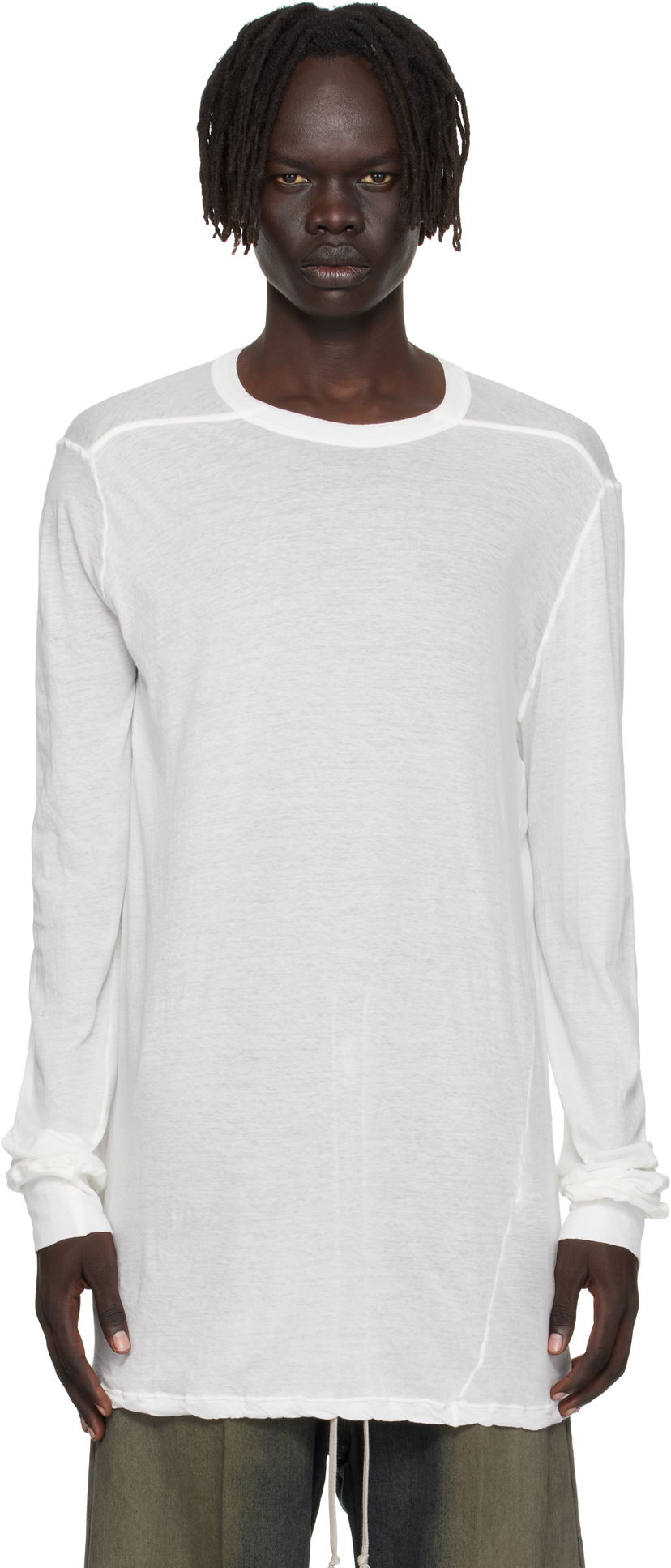 Футболка Rick Owens Rick Owens Concordians Level Long Sleeve T-Shirt білий | RU02E1266 UC