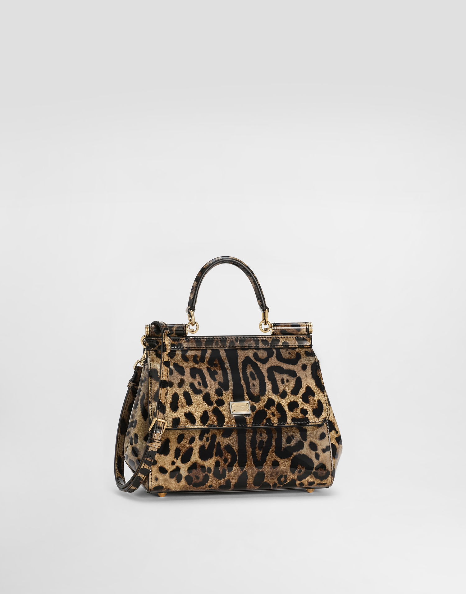 Сумочка Dolce & Gabbana Dolce & Gabbana Leopard Print Patent Leather Top Handle Bag Різнокольоровий | BB6003BM568HA93M, 1