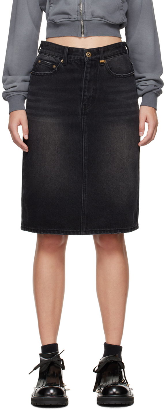 Спідниця We11done We11done Washed Denim Midi Skirt чорний | WD-DS2-24-372-W-BK