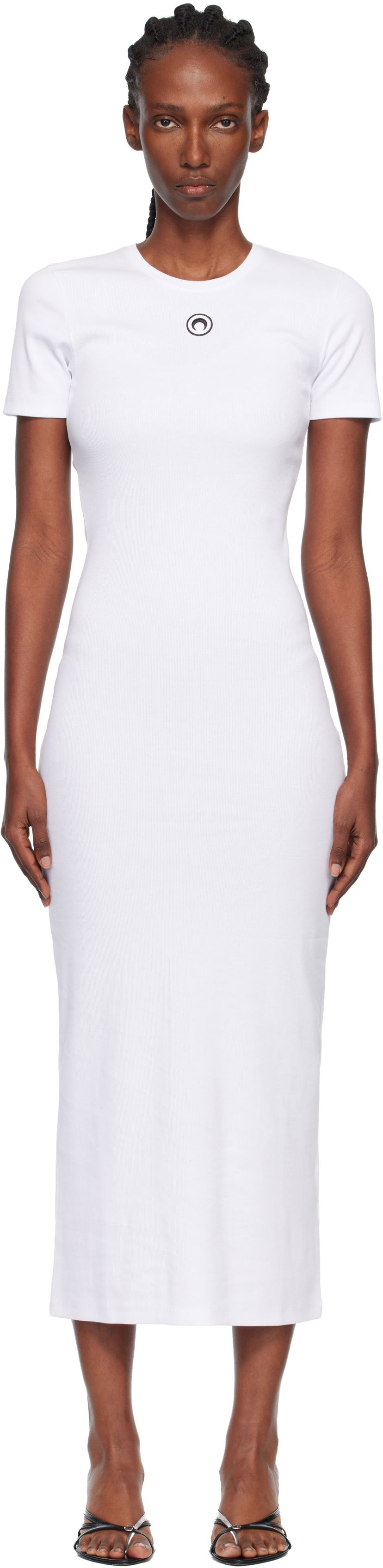 плаття Marine Serre Marine Serre Moon Logo Ribbed Jersey Tube Maxi Dress білий | WDR057A CJER0011