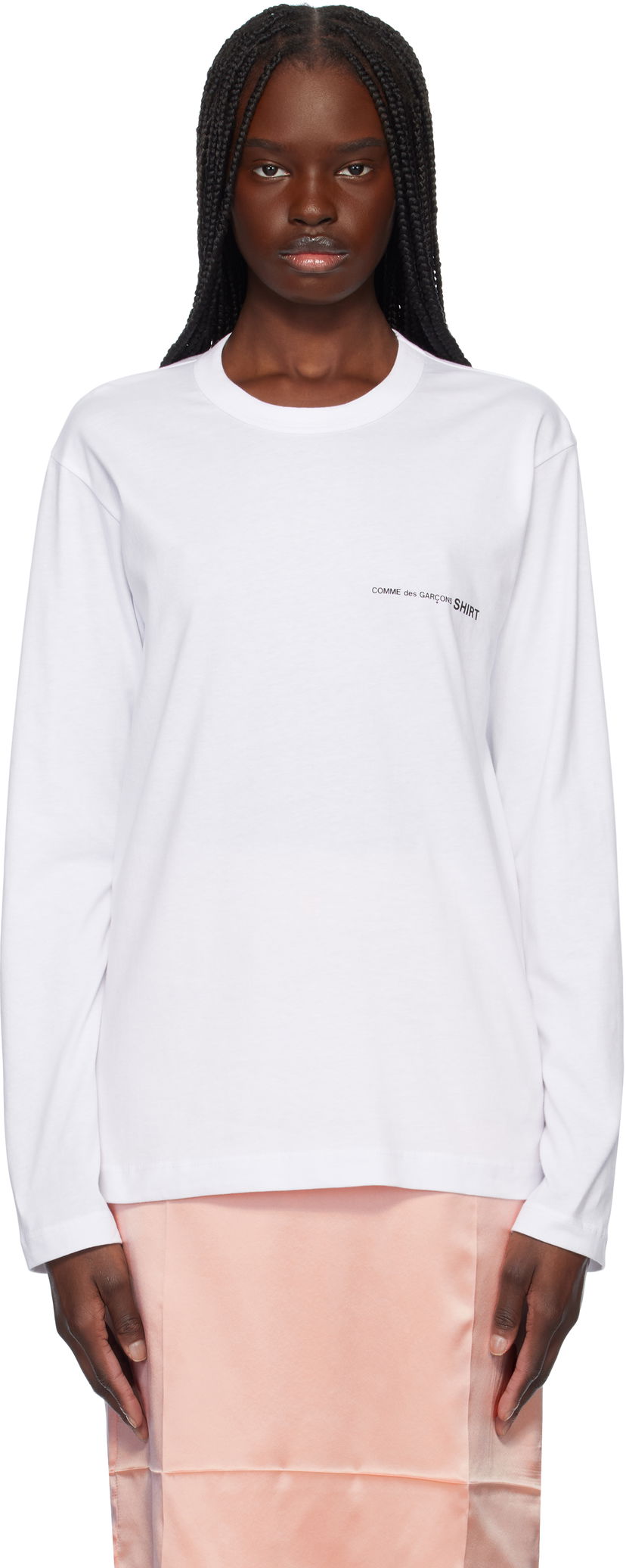 Футболка Comme des Garçons CDG Shirt Basic Logo Long Sleeve T-Shirt білий | FO-T025-051