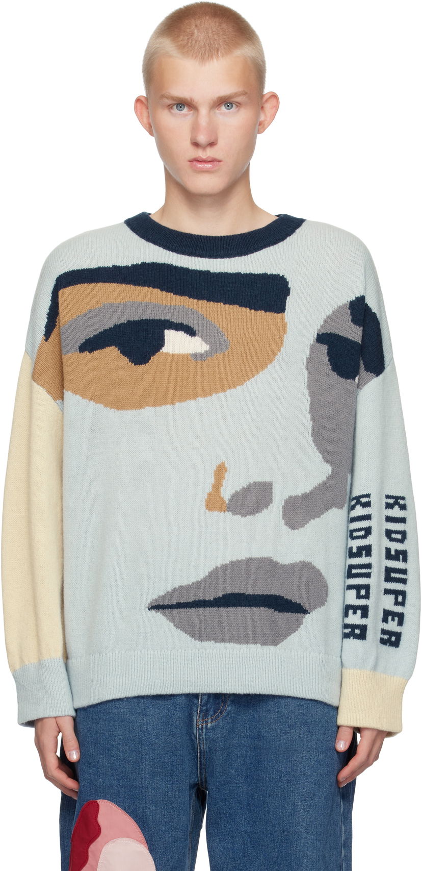 Cветр KidSuper Boxy Face Sweater Синій | AW24-SW-11