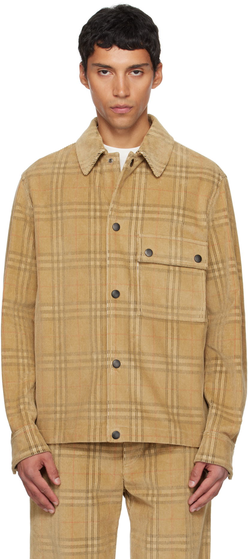 Сорочка Burberry Burberry Check Corduroy Overshirt бежевий | 8113164