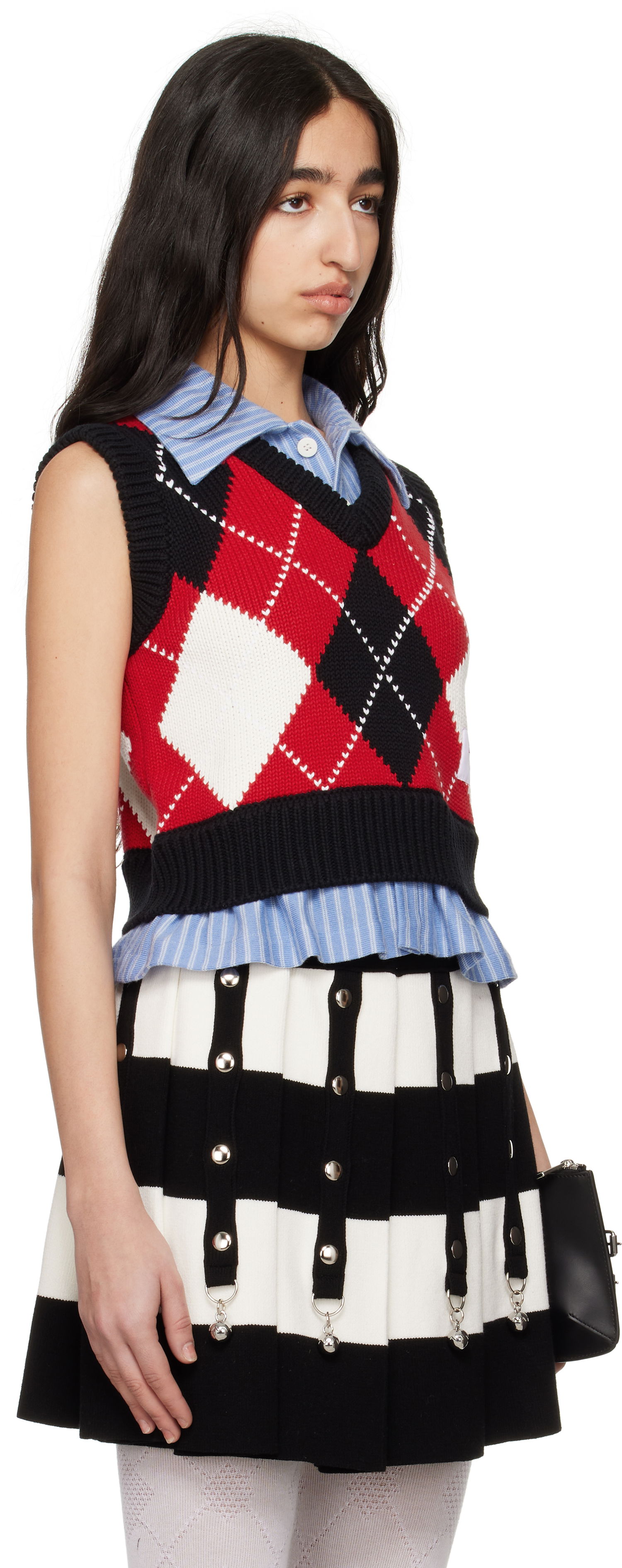 Cветр Charles Jeffrey Loverboy Charles Jeffrey LOVERBOY Cropped Argyle Vest Червоний | 54091401, 1