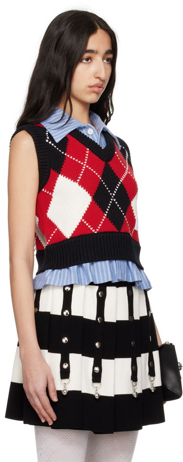 Cветр Charles Jeffrey Loverboy Charles Jeffrey LOVERBOY Cropped Argyle Vest Червоний | 54091401, 1