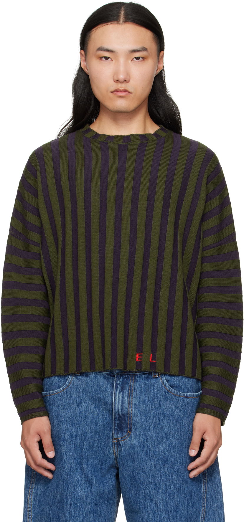 Cветр Eckhaus Latta Eckhaus Latta Striped Cropped Sweater Фіолетовий | 8026-EL-PF25-M