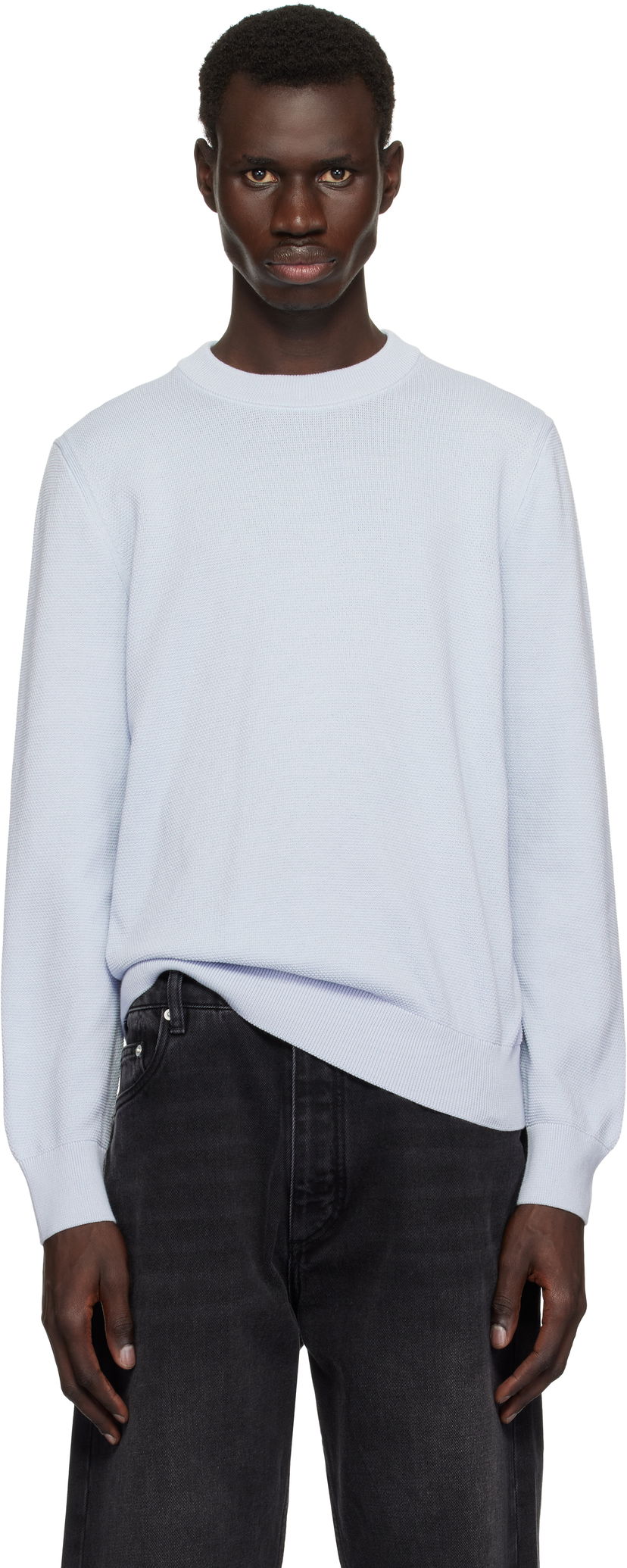 Cветр BOSS BOSS Micro-Structured Cotton Sweater Синій | 50506022