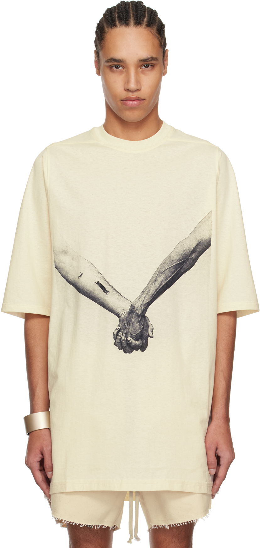 Футболка Rick Owens Rick Owens Hollywood Jumbo T-Shirt бежевий | RR01E5238 JNCP3