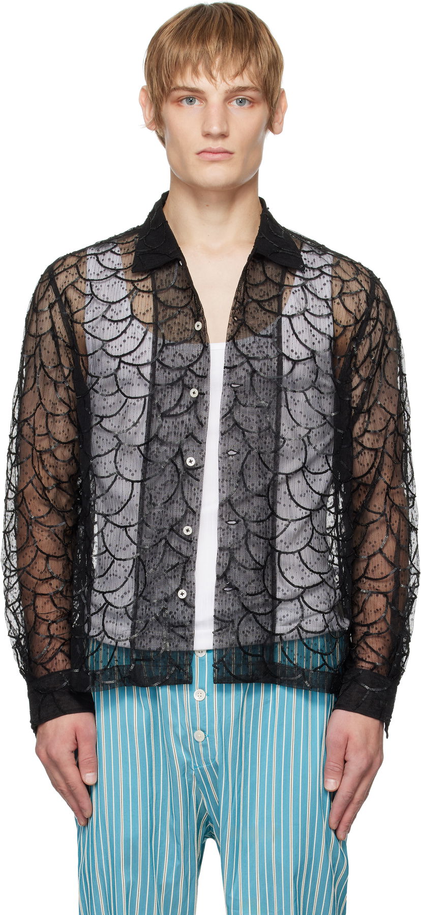 Сорочка Bode Long Sleeve Shirt чорний | MRF24SH052