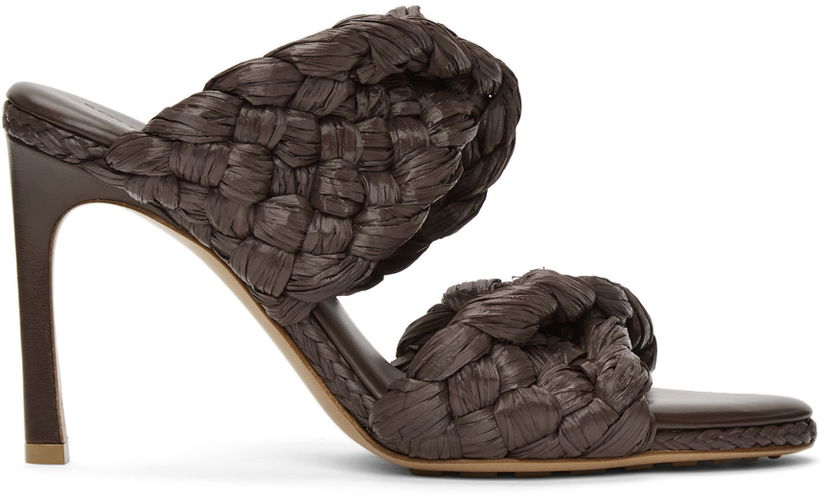 Кросівки та взуття Bottega Veneta Bottega Veneta 'The Curve' Raffia Heeled Sandals Коричневий | 651398 V0GM0
