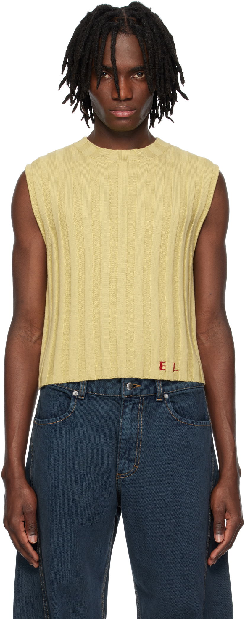 Cветр Eckhaus Latta Eckhaus Latta Knitted Cropped Vest Жовтий | 8025-EL-PS25-DO - DOMINO