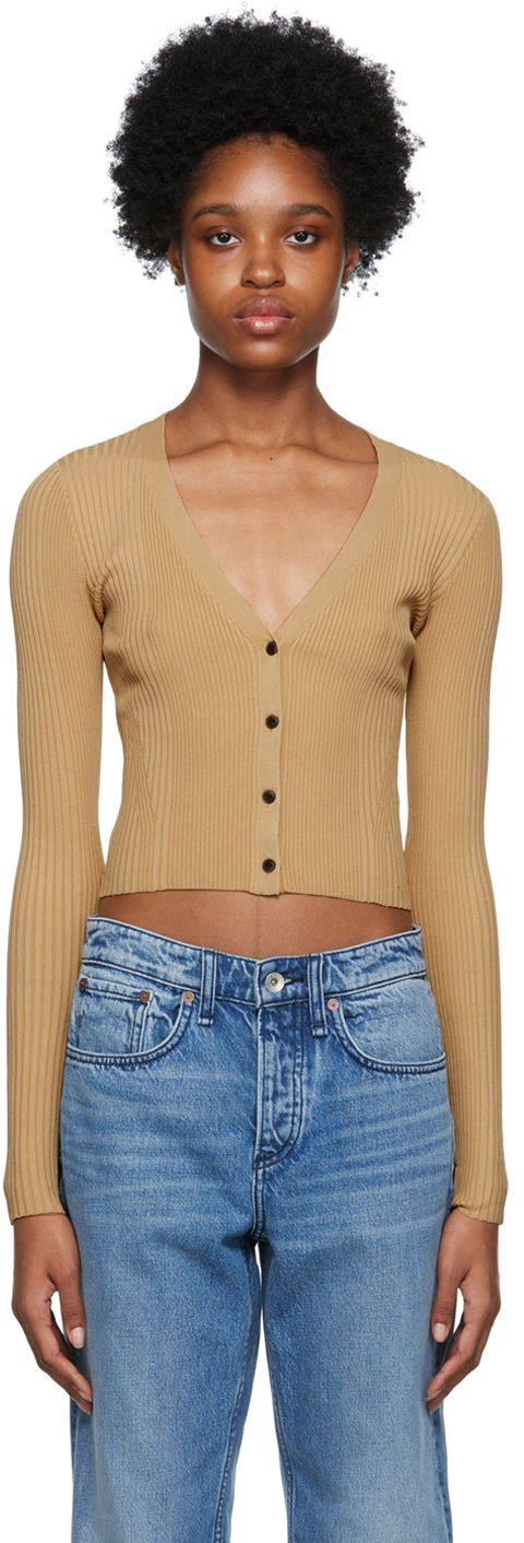 Cветр rag & bone Rib Knit Cardigan Коричневий | WAS22FS038WD38