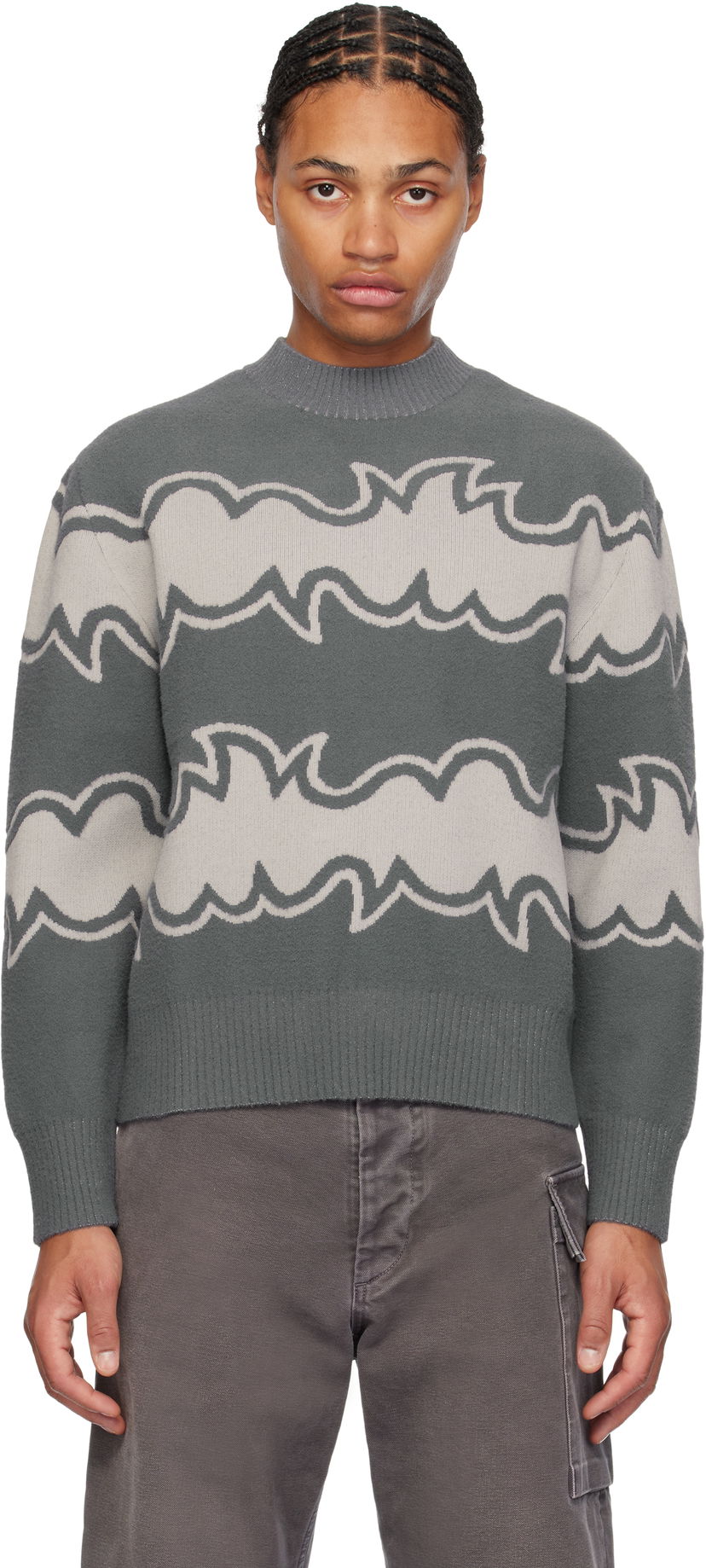 Cветр Bluemarble Jacquard Knit Sweater Сірий | SW36 KN18B24 GRE