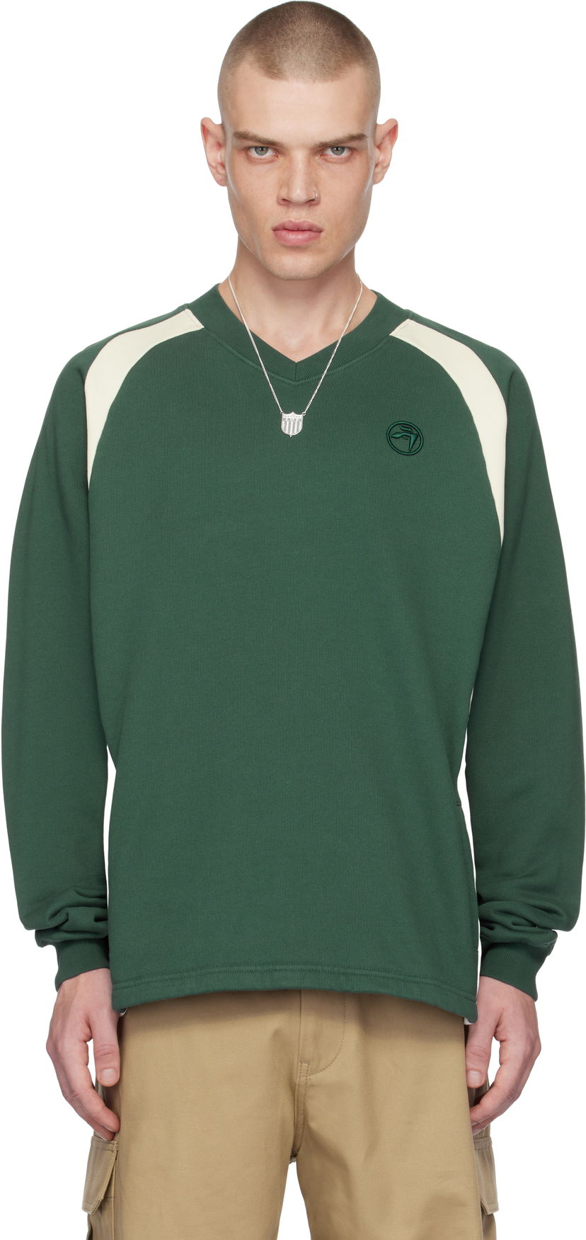 Світшоти Ambush V-Neck Long Sleeve Sweatshirt Зелений | BMBA007F24FLE0015231