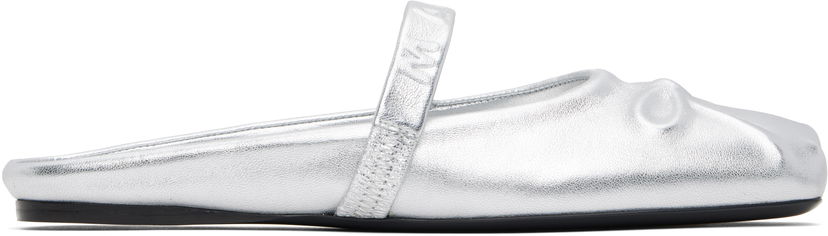 Одяг Marni Marni Leather Little Bow Sabot Slippers Металік | SBMS010400 PR695