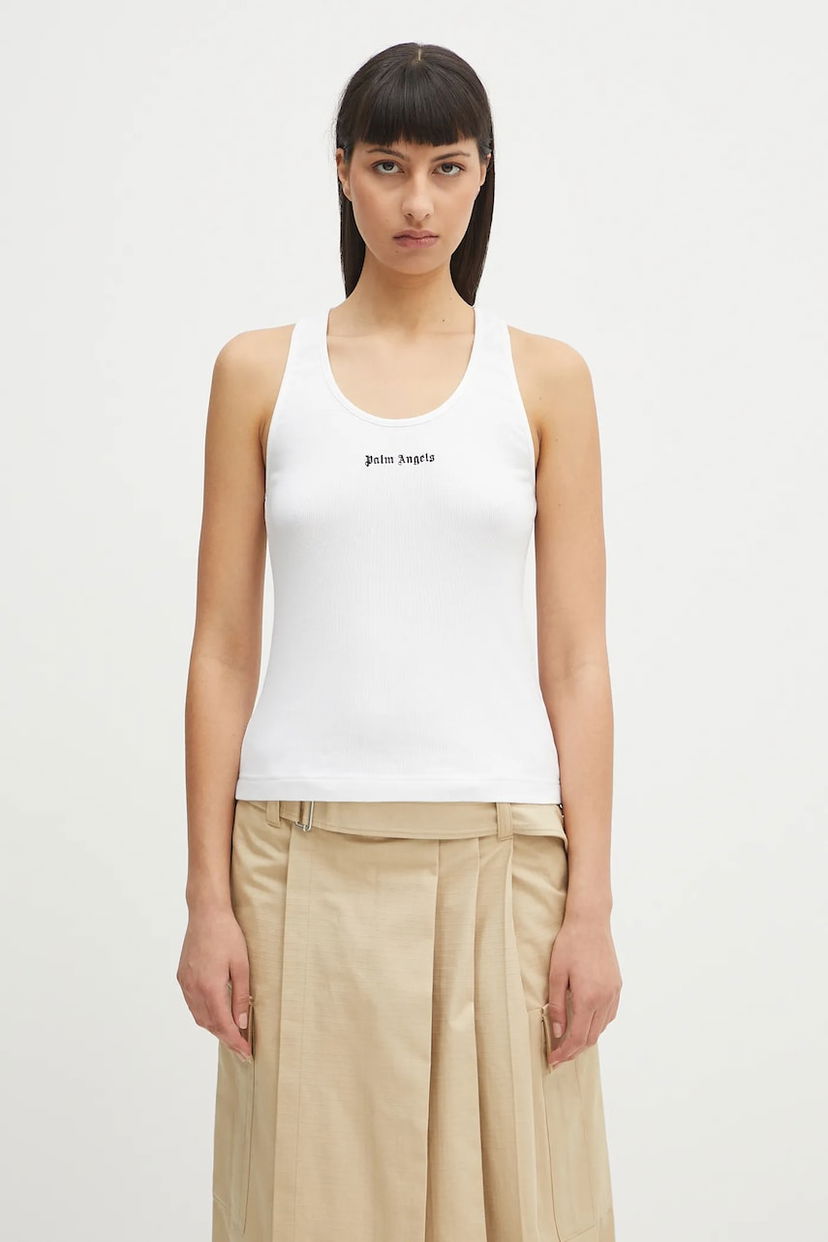 Безрукавка Palm Angels Palm Angels Classic Logo Rib Tank Top білий | PWAC020C99FAB0010110